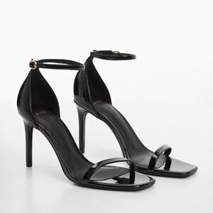 NWT Black Patent Leather Effect Heeled Sandal